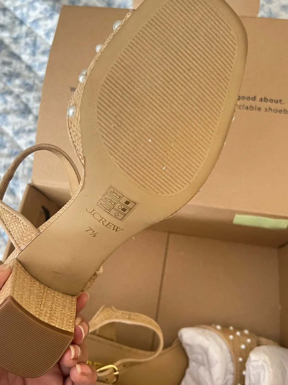 J. Crew Tan Pearled Heeled Sandals 8 new in box